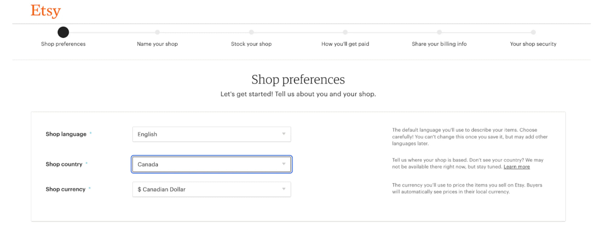 Steps to sign up for Etsy