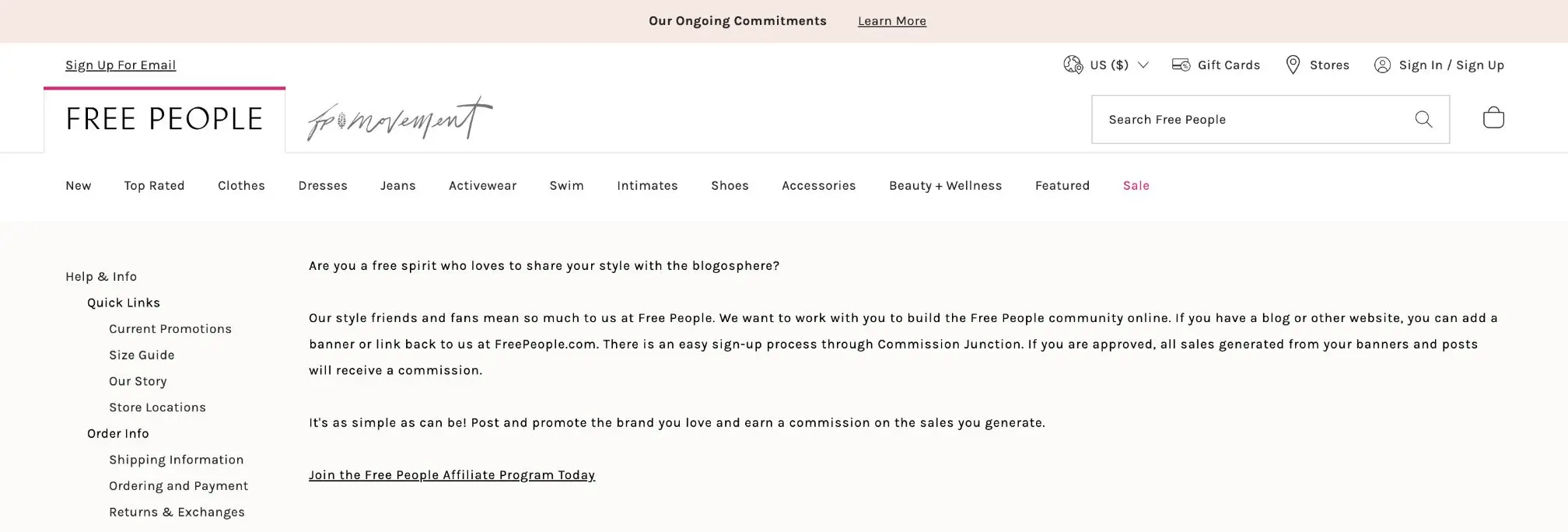 Free People referral program